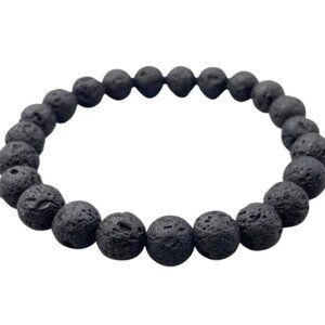 Black Lava Beaded Bracelet 6mm NWT (MJW016)